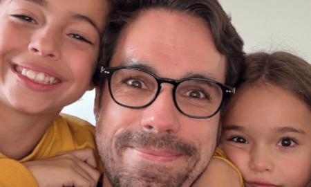 Ricardo Martins Pereira com os filhos - Mateus e Benedita