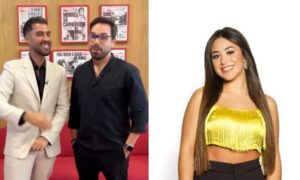 Léo Caeiro com Ricardo Martins Pereira e Liliana, concorrente SSTVI
