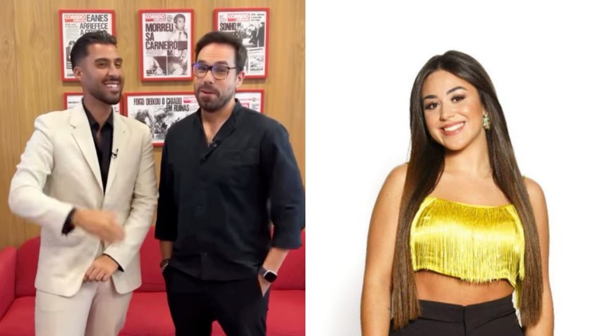 Léo Caeiro com Ricardo Martins Pereira e Liliana, concorrente SSTVI