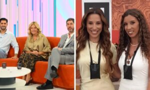 Comentadores e Sónia Jesus com Catarina Miranda